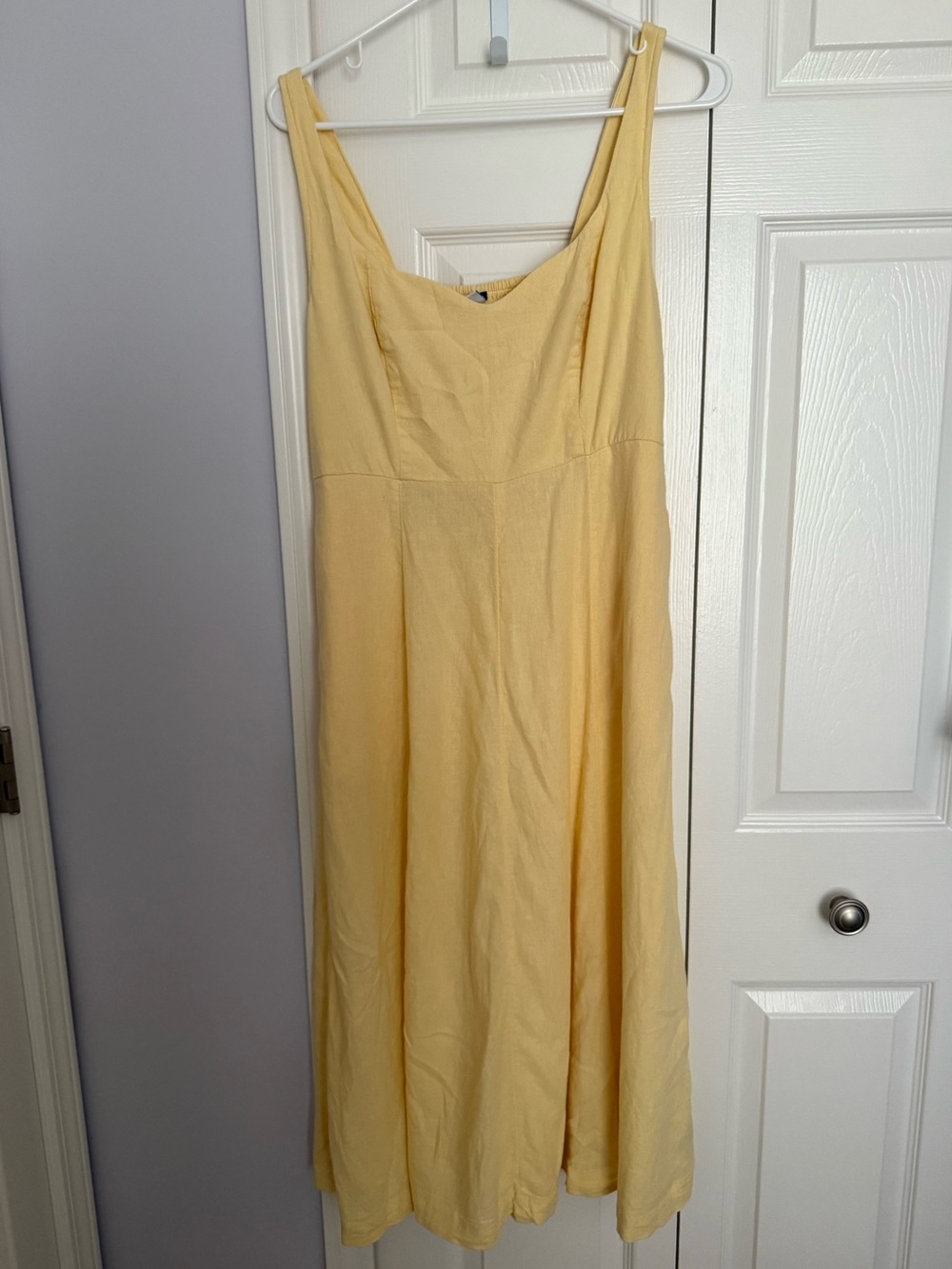 Old Navy Fit & Flare Butter Yellow Long Linen Blend Sundress Women's Size Small